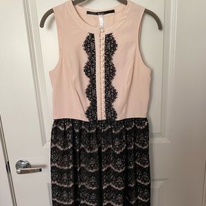 Blush and black lace summer cocktail dress